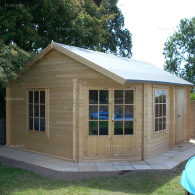 Two Room 28mm Corner Log Cabin 188 - Double Door, FSC® Certified Two Room 28mm Corner Log Cabin 188 - Double Door, FSC® Certified