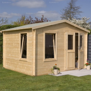 Apex 19mm Log Cabin 694 - Plain or Georgian, Double Doors, FSC® Certified