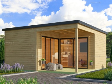 45mm Log Cabin 171 - Modern Aluminium Hybrid, Integral Porch, FSC® Certified