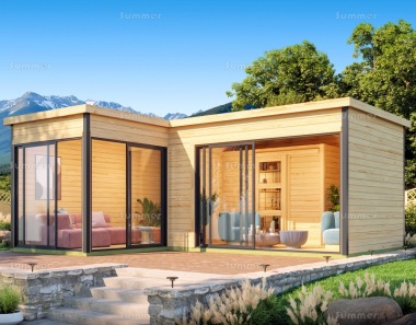 Two Room 45mm Log Cabin 181 - Modern Aluminium Hybrid, FSC® Certified