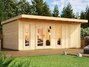 Two Room Pent Roof Log Cabin 482 - Double Glazed, FSC® Certified