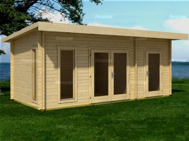 Two Room Pent Roof Log Cabin 528 - Double Glazed, FSC® Certified