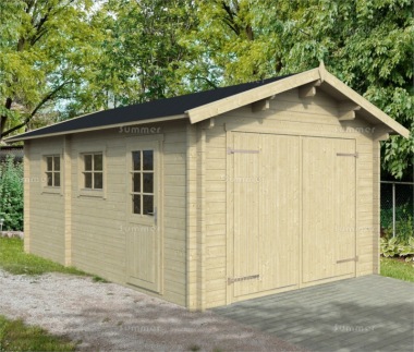 Wooden Log Garage 900 - Apex, Personnel Door, Double Glazed