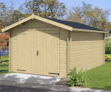 Wooden Log Garage 405 - Hinged Doors, PEFC Certified