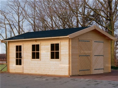 Wooden Log Garage 312 - Apex, Hinged Doors