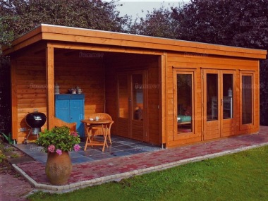 Pent Roof Gazebo 389 - With Integral Summerhouse