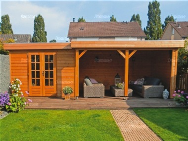 Pent Roof Gazebo 400 - With Integral Summerhouse