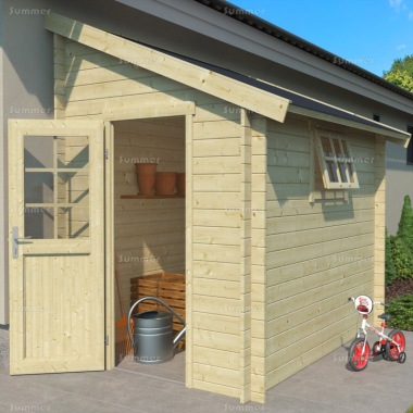Lean To Log Cabin Shed 147 - 28mm Logs, PEFC Certified