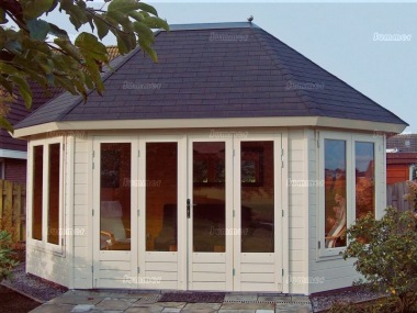 Folding Door 45mm Octagonal Log Cabin 211 - Large Panes Folding Door 45mm Octagonal Log Cabin 211 - Large Panes