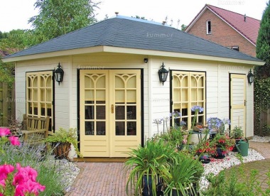 Two Room Double Door Corner Log Cabin 253 - Felt Tiles Two Room Double Door Corner Log Cabin 253 - Felt Tiles