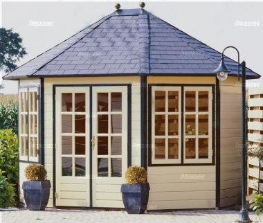 Double Door 28mm Octagonal Log Cabin 352 Double Door 28mm Octagonal Log Cabin 352