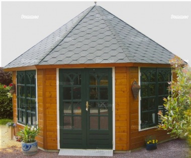 Double Door 45mm Octagonal Log Cabin 373 Double Door 45mm Octagonal Log Cabin 373