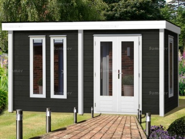 Double Door 45mm Log Cabin 225 - Double Glazed, EPDM Roof Double Door 45mm Log Cabin 225 - Double Glazed, EPDM Roof