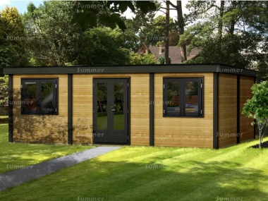 Double Door 28mm Pent Roof Log Cabin 228 - Double Glazed Double Door 28mm Pent Roof Log Cabin 228 - Double Glazed