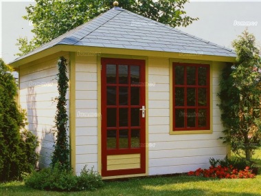 Hipped Roof Single Door Log Cabin 310 - Bespoke Hipped Roof Single Door Log Cabin 310 - Bespoke