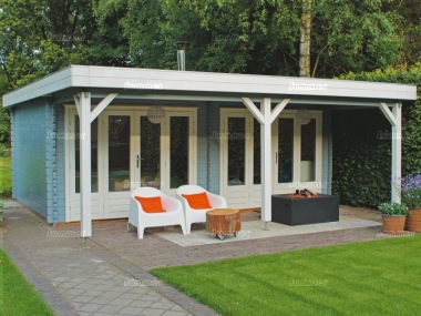 Folding Door Log Cabin 369 - Large Canopy, EPDM Roof Folding Door Log Cabin 369 - Large Canopy, EPDM Roof