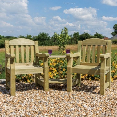 2 Seater Companion Set 824 - 2 Angled Trays, Pressure Treated, FSC® Certified