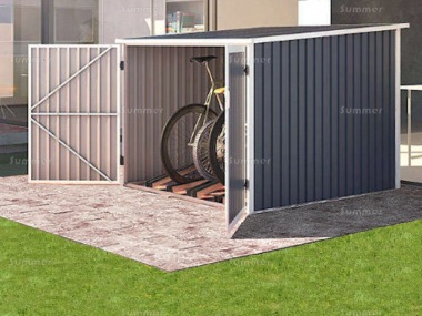 Metal Bike Store 369 - Double Doors, Galvanized Steel