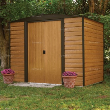 Apex Metal Shed 513 - Woodgrain Effect, Optional Installation