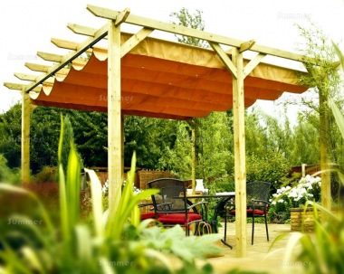 Wooden Gazebo 452 - Pergola, Retractable Awning Wooden Gazebo 452 - Pergola, Retractable Awning