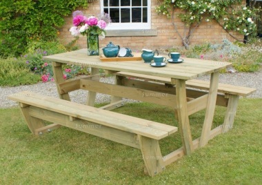 8 Seater Picnic Table 852 - 6ft Benches, Pressure Treated 8 Seater Picnic Table 852 - 6ft Benches, Pressure Treated