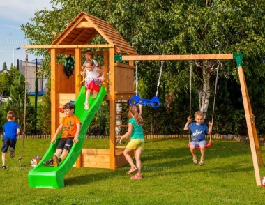 Tower Play Centre 353 - With Slide, 2 Swings, Climbing Wall