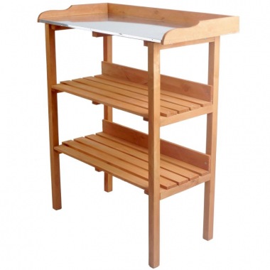 3 Tier Wooden Potting Bench 318 - Galvanized Steel Worktop 3 Tier Wooden Potting Bench 318 - Galvanized Steel Worktop