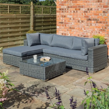 5 Seater Rattan Corner Sunlounger Set 428 - Aluminium Frame, Cushions Included