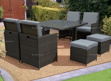 8 Seater Rattan Cube Set 303 - Steel Frame, Compact Storage 8 Seater Rattan Cube Set 303 - Steel Frame, Compact Storage