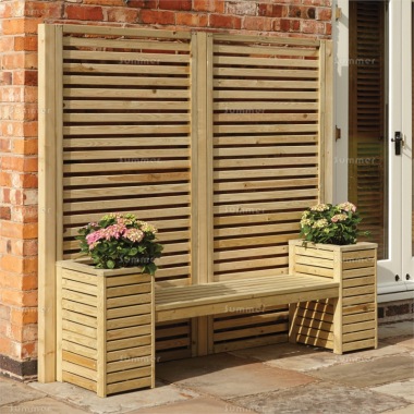 Pressure Treated Bench Seat 862 -  Horizontal Slat, Planters, FSC® Certified