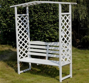 Arbour 050 - White Finish, Diamond Trellis Arbour 050 - White Finish, Diamond Trellis