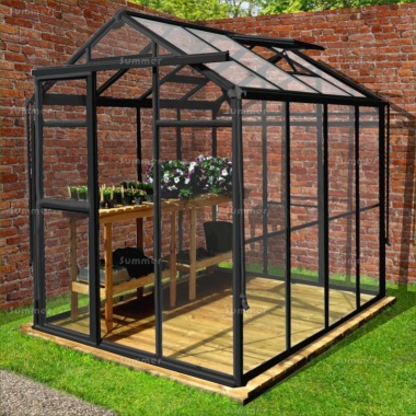 Aluminium Greenhouse 052 - Box Section, White Painted Aluminium Greenhouse 052 - Box Section, White Painted