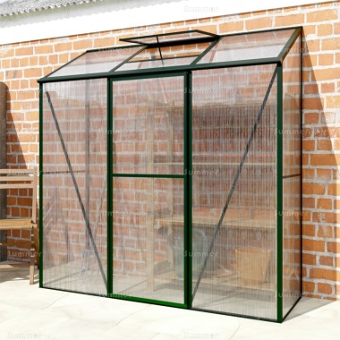 Aluminium Lean To Greenhouse 310 - Polycarbonate, Silver or Green Finish