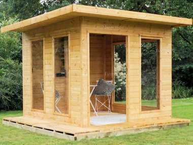Pent Summerhouse 338 - Shiplap, Folding Doors Pent Summerhouse 338 - Shiplap, Folding Doors
