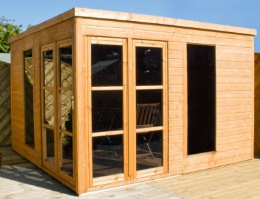Pent Summerhouse 342 - Shiplap, Folding Doors Pent Summerhouse 342 - Shiplap, Folding Doors