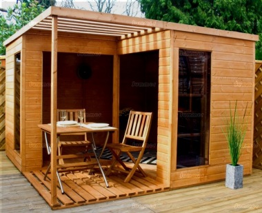 Pent Summerhouse 343 - Verandah, Shiplap, Folding Doors