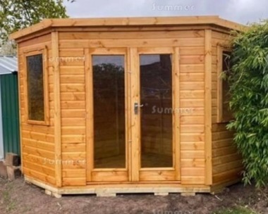 Corner Summerhouse 175 - Double Door, Opening Windows, Fitted Free