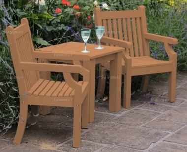 Synthetic Wood 2 Seat Bistro Set 260 - Teak Finish, Maintenance Free Synthetic Wood 2 Seat Bistro Set 260 - Teak Finish, Maintenance Free