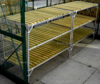 Grey Aluminium Wooden Slatted 3 Tier Staging 367 Grey Aluminium Wooden Slatted 3 Tier Staging 367