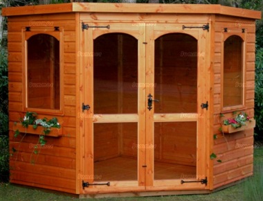 Corner Summerhouse 92 - Shiplap, Double Doors Corner Summerhouse 92 - Shiplap, Double Doors