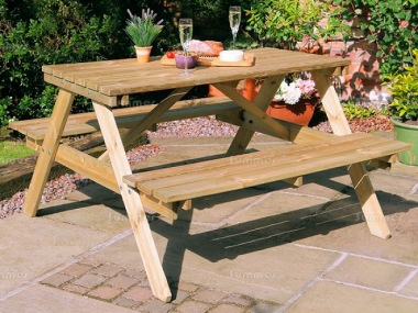 4 Seater Picnic Bench 949 - 4ft Benches, Pressure Treated 4 Seater Picnic Bench 949 - 4ft Benches, Pressure Treated