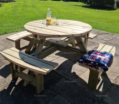 8 Seater Round Picnic Bench 679 - Pressure Treated