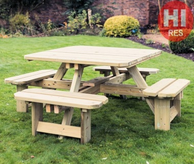 8 Seater Square Picnic Bench 680 - Pressure Treated 8 Seater Square Picnic Bench 680 - Pressure Treated