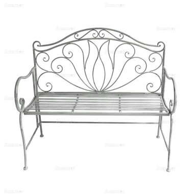 2 Seater Vintage Bench 607 - Wrought Iron, Grey Antique Finish