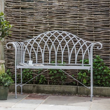 2 Seater Vintage Bench 632 - Wrought Iron, Grey Antique Finish