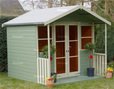 Apex Summerhouse 420 - Painted, Shiplap, Double Door, Fitted Free Apex Summerhouse 420 - Painted, Shiplap, Double Door, Fitted Free