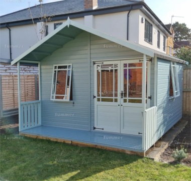 Apex Summerhouse 423 - Painted, Shiplap, Double Door, Fitted Free Apex Summerhouse 423 - Painted, Shiplap, Double Door, Fitted Free