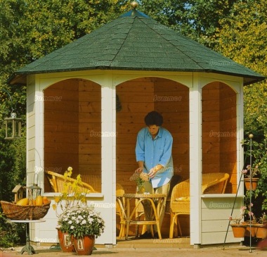Wooden Gazebo 241 - Octagonal Log Cabin, 28mm Logs Wooden Gazebo 241 - Octagonal Log Cabin, 28mm Logs