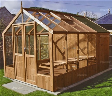 Thermowood Wooden Greenhouse 217 - Built In Shed