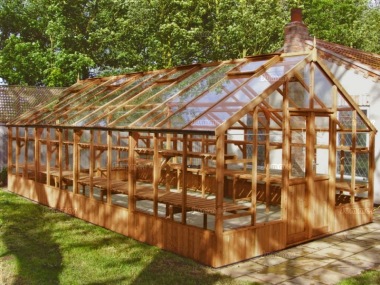 Large Thermowood Greenhouse 220 - Toughened Glass